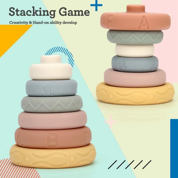 Baby Stack & Nest Toys, Soft Stack, Rings Stacker, Baby Sensory Teether Toys - Picture 9 of 9